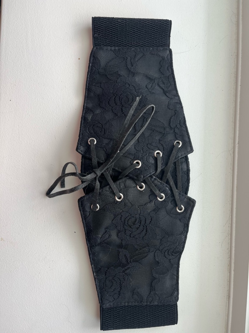 Black Floral Lace Stretch Corset Waist Belt